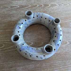 Handcrafted Ceramic Ring Vase - Purple and Gray